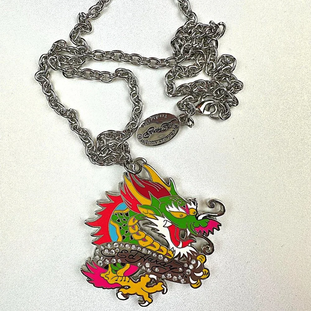 ED HARDY by Christian Audigier / VINTAGE Necklace / Dragon Necklace - Picture 3 of 7